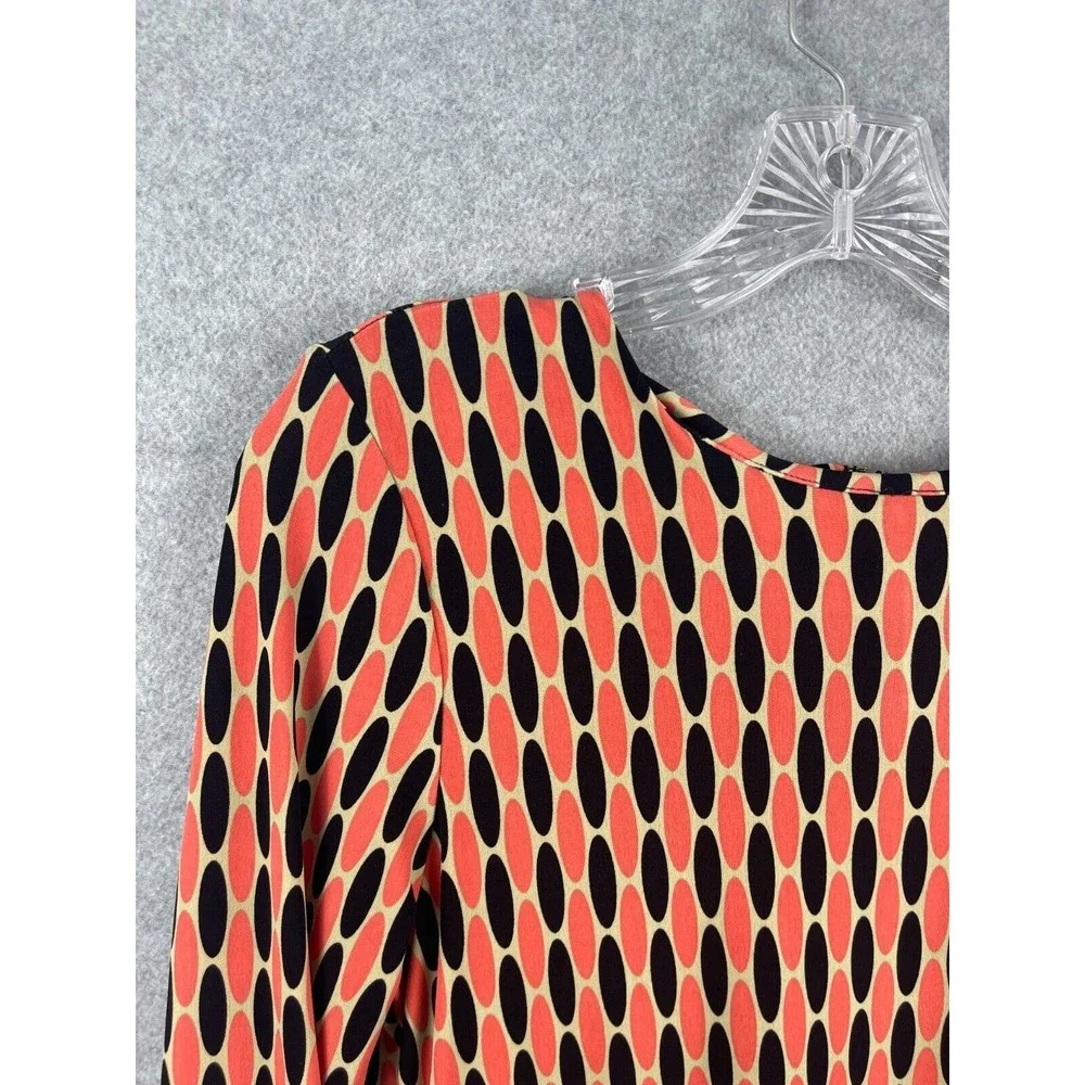 MICHAEL KORS Dress M Coral Black Shift Back‎ Exposed Zipper Long Sleeve Career